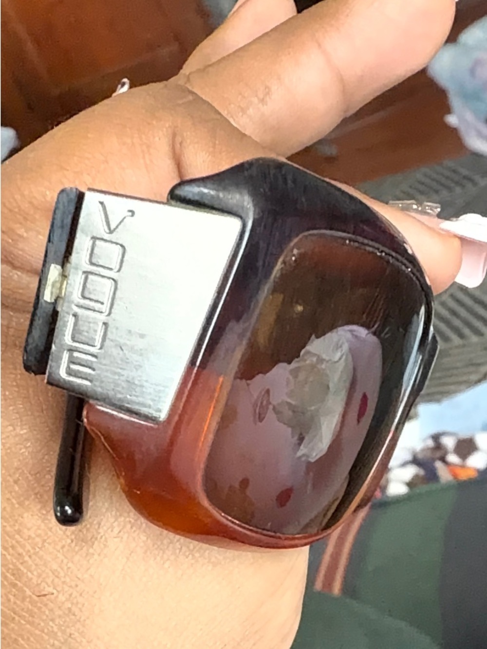 Vogue Amber and Silver Resin prescription sunglasses